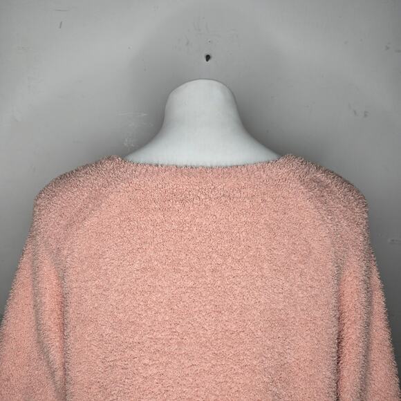 BAREFOOT DREAMS Crewneck Front Pocket Sherpa Sweater Light Pink Size Medium - Picture 15 of 15